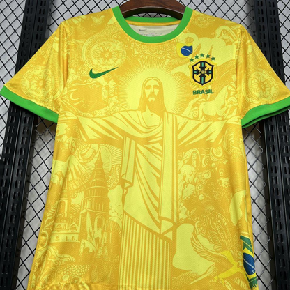 2024 Brazil Christ Yellow Goalkeeper Special Jersey