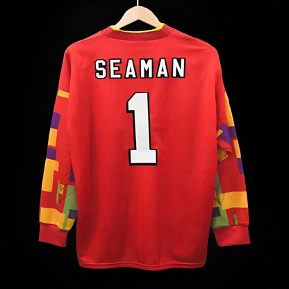 Retro 1996 England Red Goalkeeper Long Sleeve Jersey