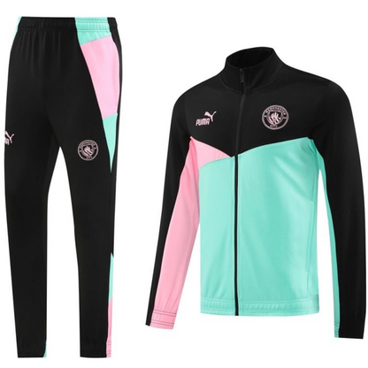 24/25 Manchester City Black/Green Full Zipper Jacket +Long Pants