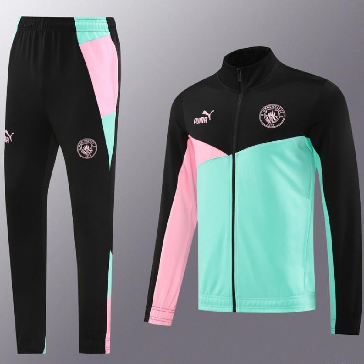 24/25 Manchester City Black/Green Full Zipper Jacket +Long Pants