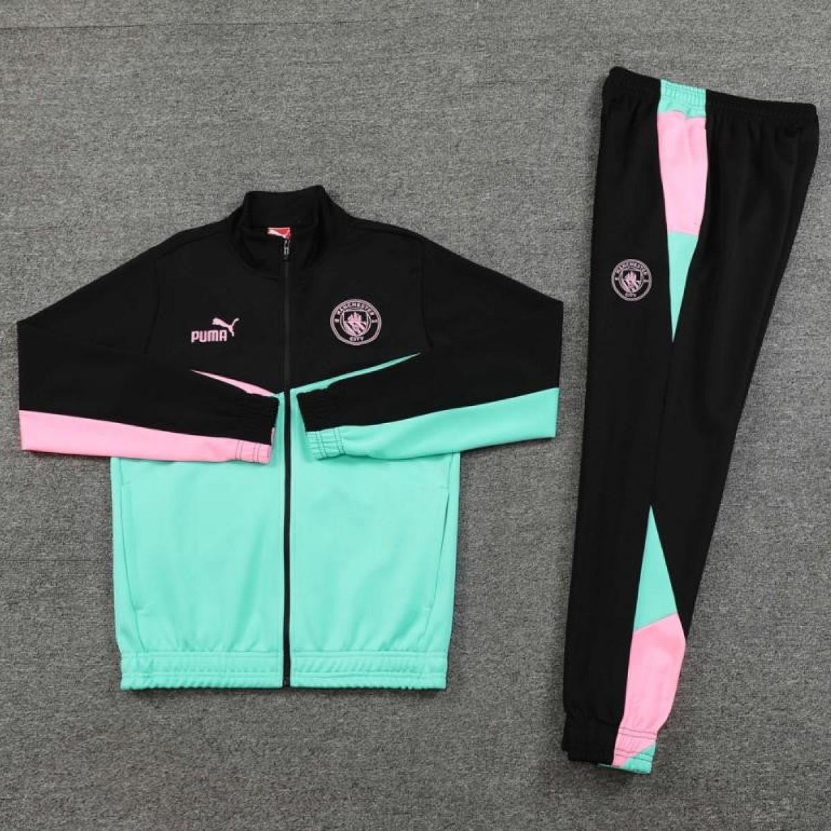 24/25 Manchester City Black/Green Full Zipper Jacket +Long Pants