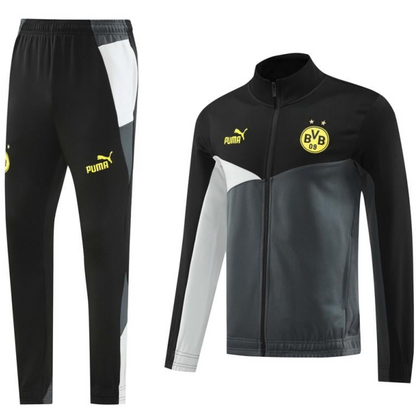 24/25 Borussia Dortmund Grey/Black Full Zipper Jacket +Long Pants