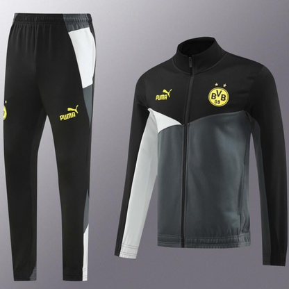 24/25 Borussia Dortmund Grey/Black Full Zipper Jacket +Long Pants