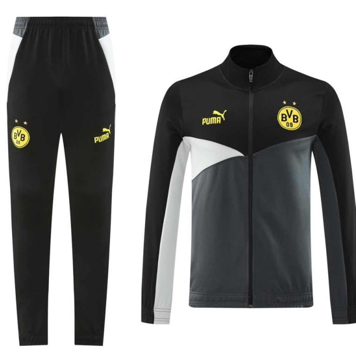 24/25 Borussia Dortmund Grey/Black Full Zipper Jacket +Long Pants