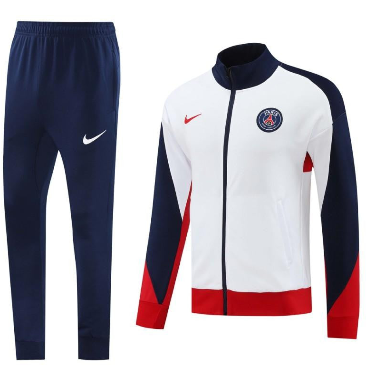 24 25 PSG White Full Zipper Jacket +Long Pants