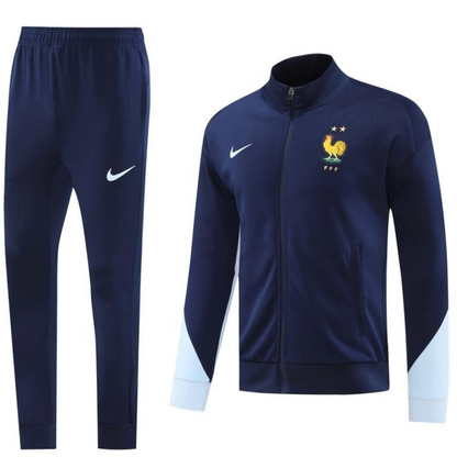 2024 France Navy Full Zipper Jacket +Long Pants