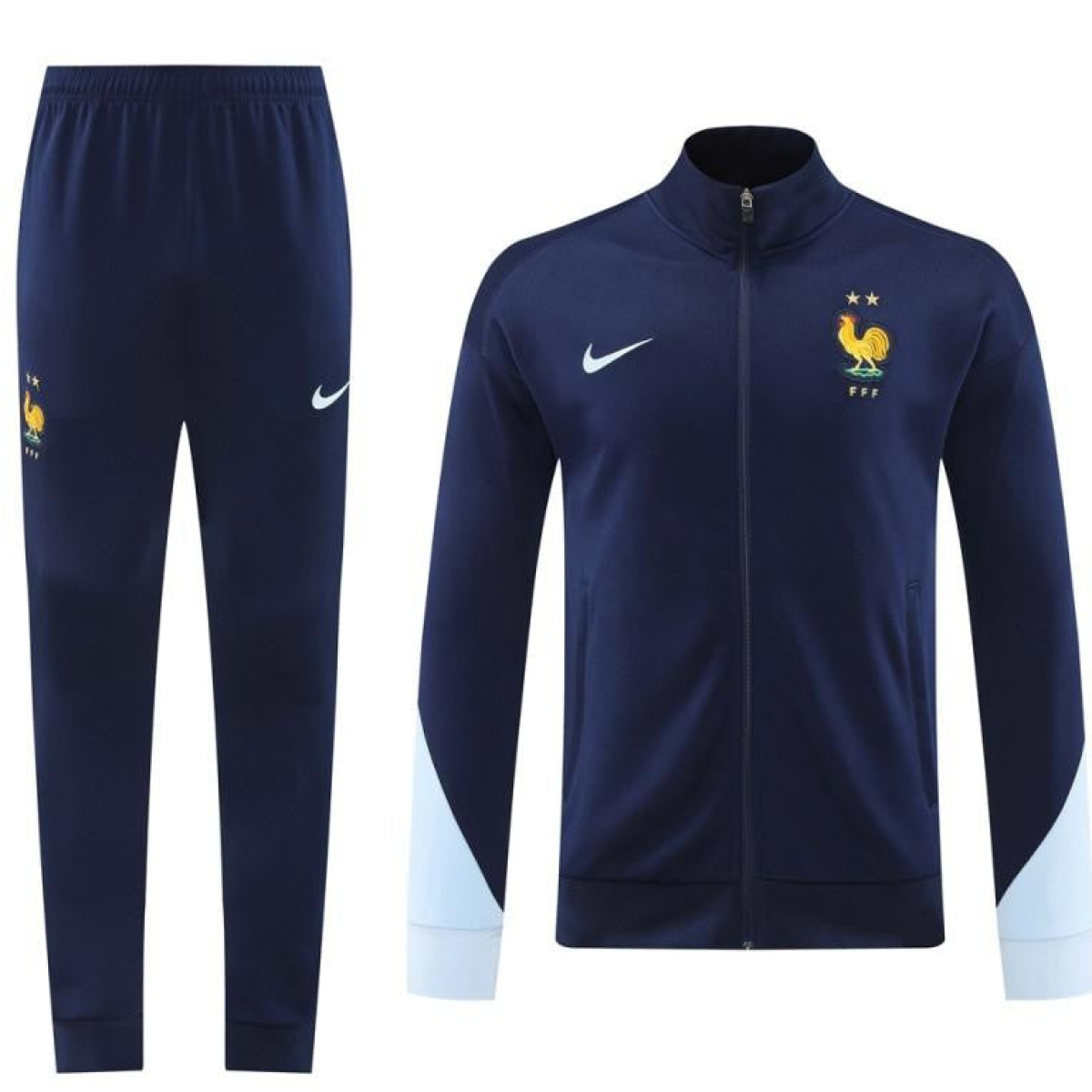 2024 France Navy Full Zipper Jacket +Long Pants