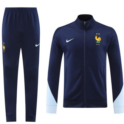 2024 France Navy Full Zipper Jacket +Long Pants
