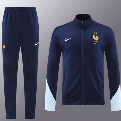 2024 France Navy Full Zipper Jacket +Long Pants