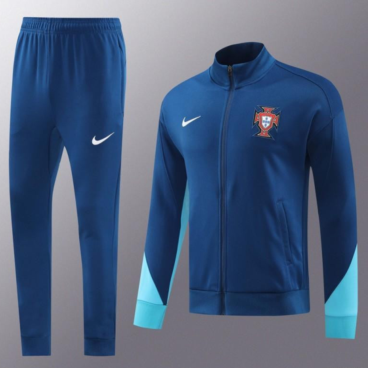 2024 Portugal Navy Full Zipper Jacket +Long Pants