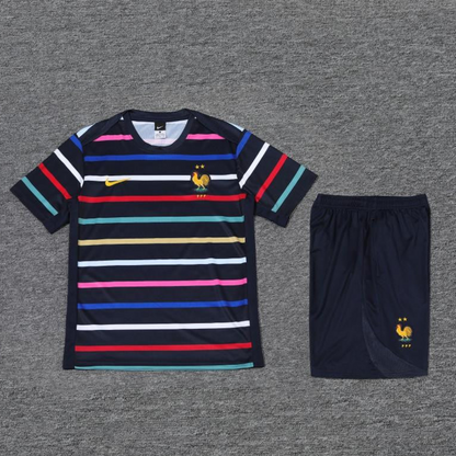 2024 France Navy Stripe Short Sleeve Jersey+Shorts