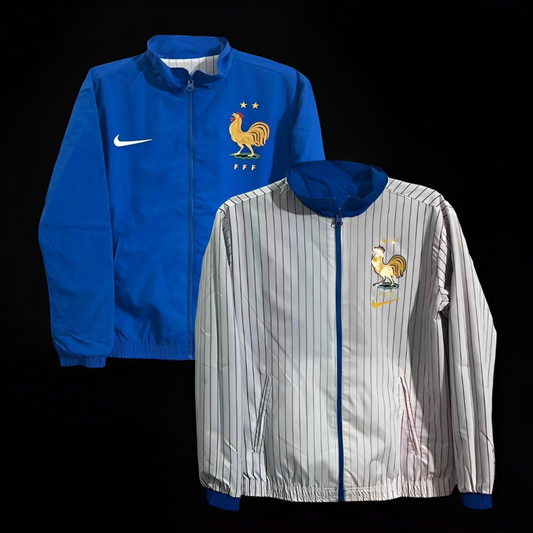 2024 France Blue/White Reversible Full Zipper Jacket