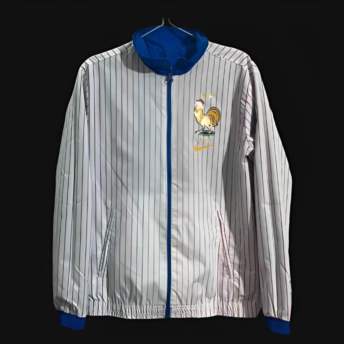 2024 France Blue/White Reversible Full Zipper Jacket