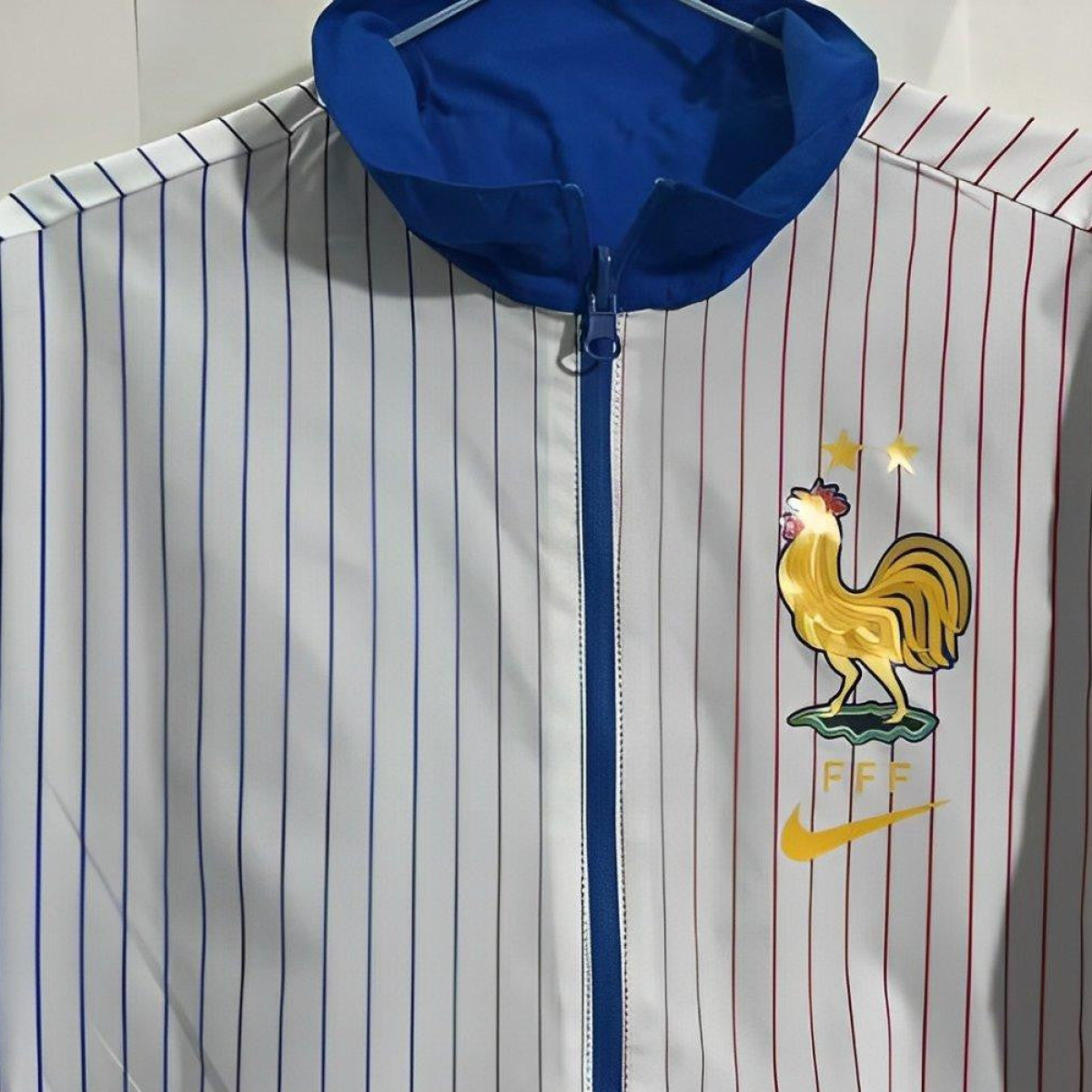 2024 France Blue/White Reversible Full Zipper Jacket