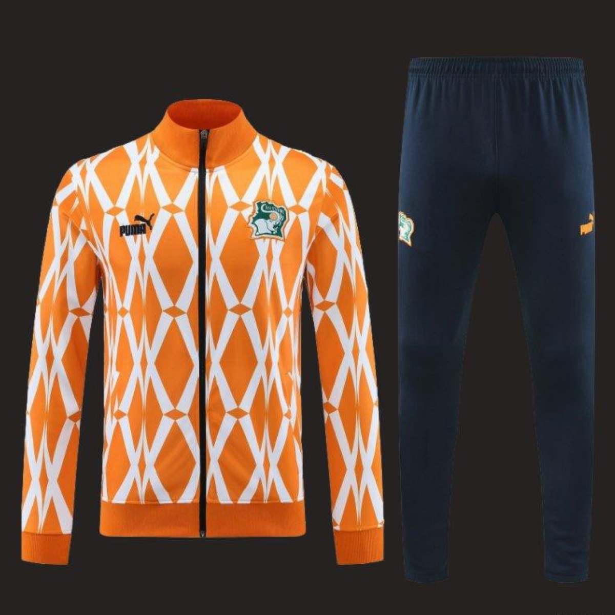 2024 Ivory Coast Orange  Full Zipper Hoodie Jacket+Pants