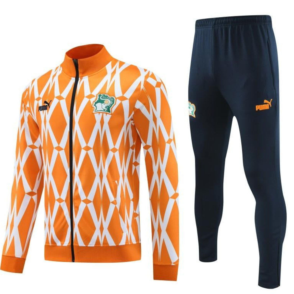 2024 Ivory Coast Orange  Full Zipper Hoodie Jacket+Pants