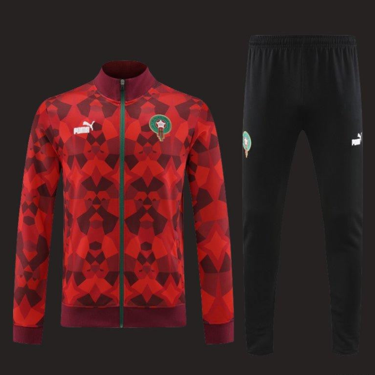 2024 Morocco Red  Full Zipper Hoodie Jacket+Pants