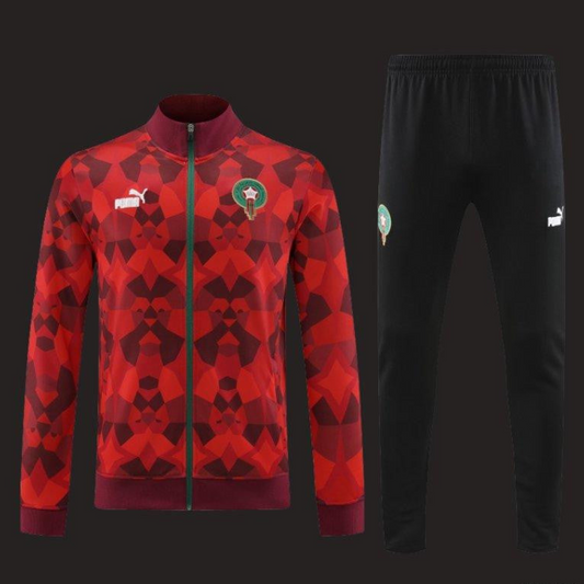 2024 Morocco Red  Full Zipper Hoodie Jacket+Pants