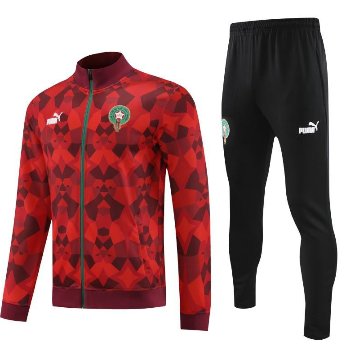 2024 Morocco Red  Full Zipper Hoodie Jacket+Pants