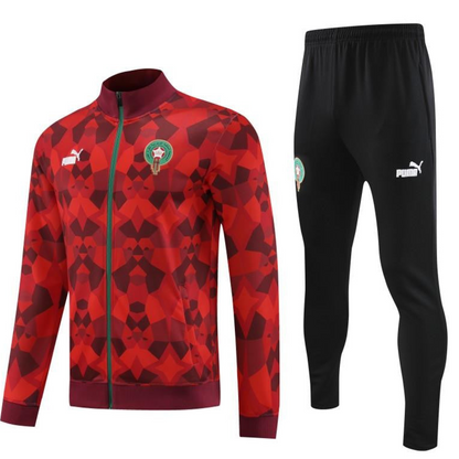 2024 Morocco Red  Full Zipper Hoodie Jacket+Pants