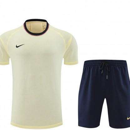 2024 Nike Beige Cotton Short Sleeve Jersey+Shorts