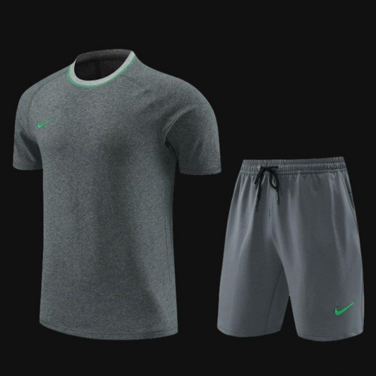 2024 Nike Grey/Green Cotton Short Sleeve Jersey+Shorts