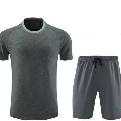 2024 Nike Grey/Green Cotton Short Sleeve Jersey+Shorts