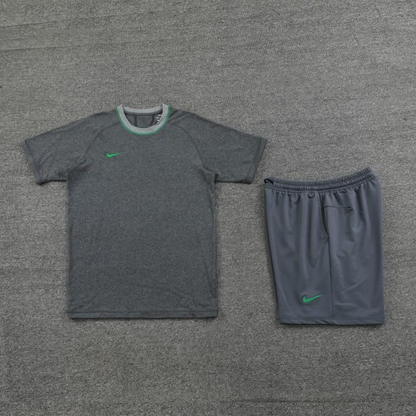 2024 Nike Grey/Green Cotton Short Sleeve Jersey+Shorts