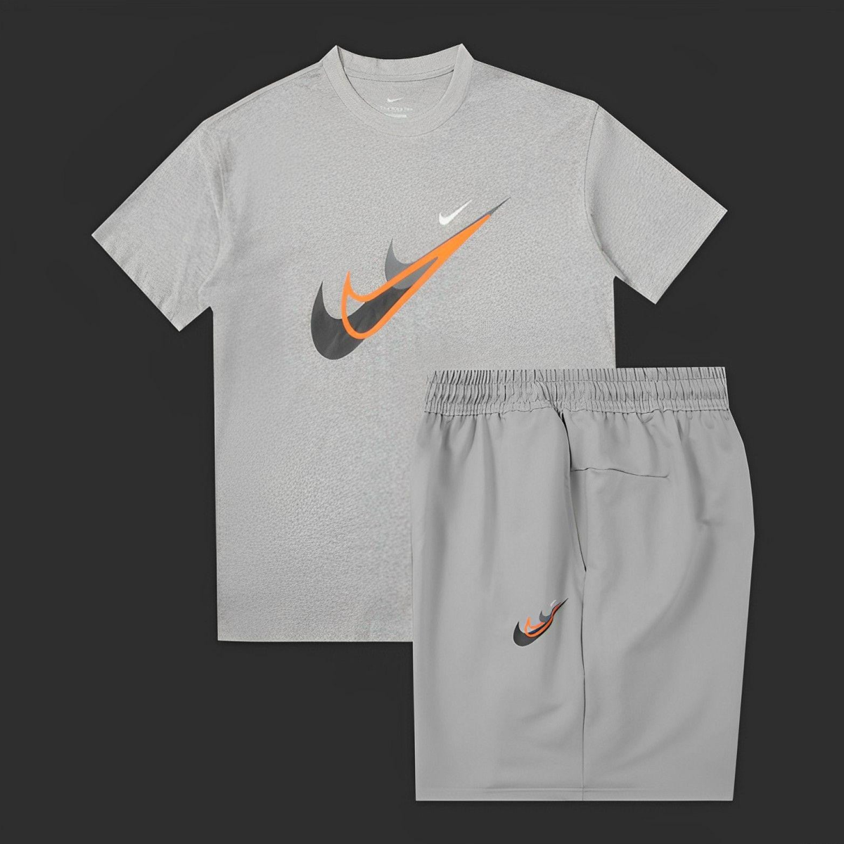 2024 Nike Grey Cotton Short Sleeve Jersey+Shorts