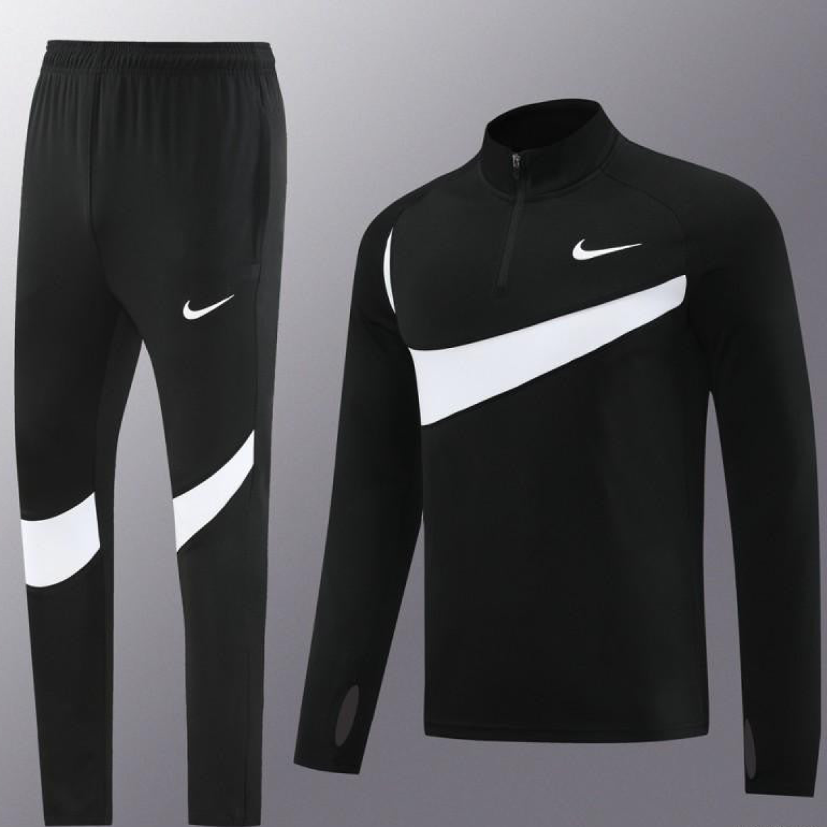 2024 Nike Black/White Half Zipper Jacket+Pants