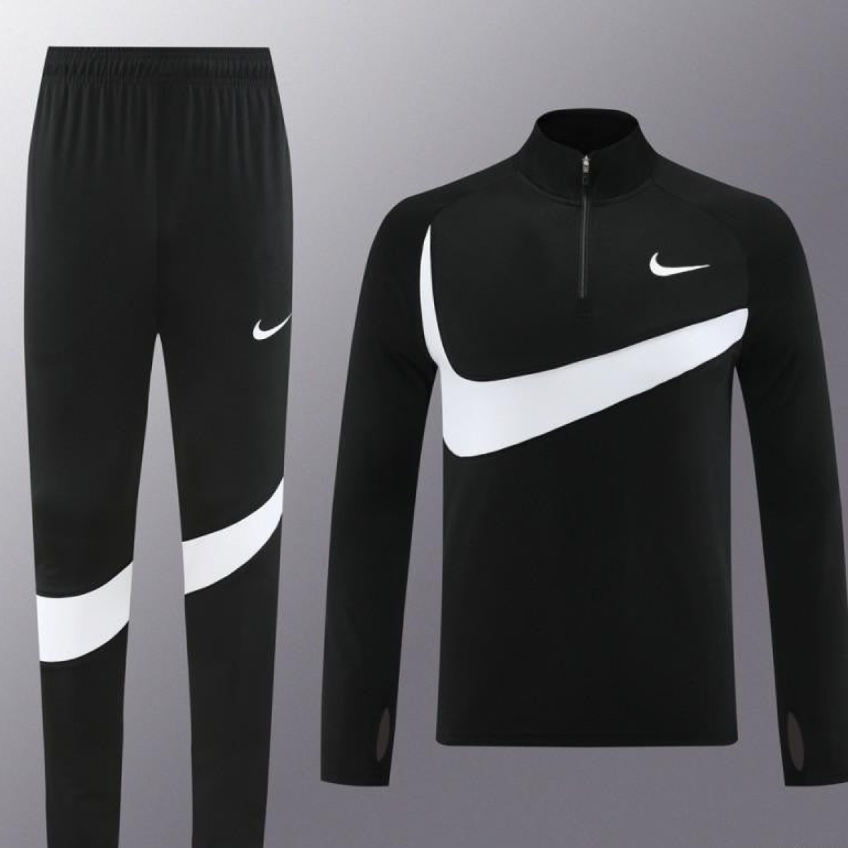 2024 Nike Black/White Half Zipper Jacket+Pants