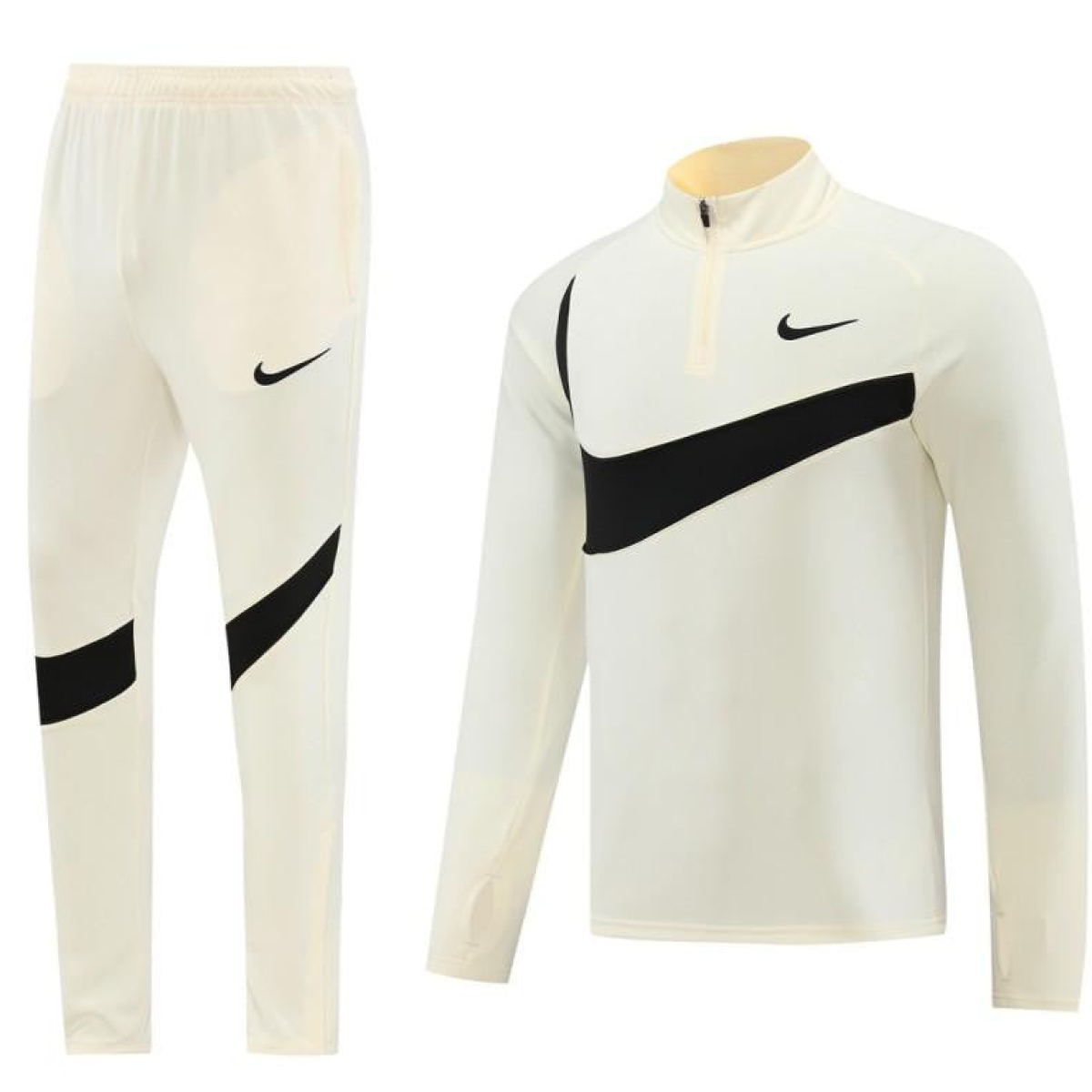 2024 Nike Light Yellow/Black Half Zipper Jacket+Pants