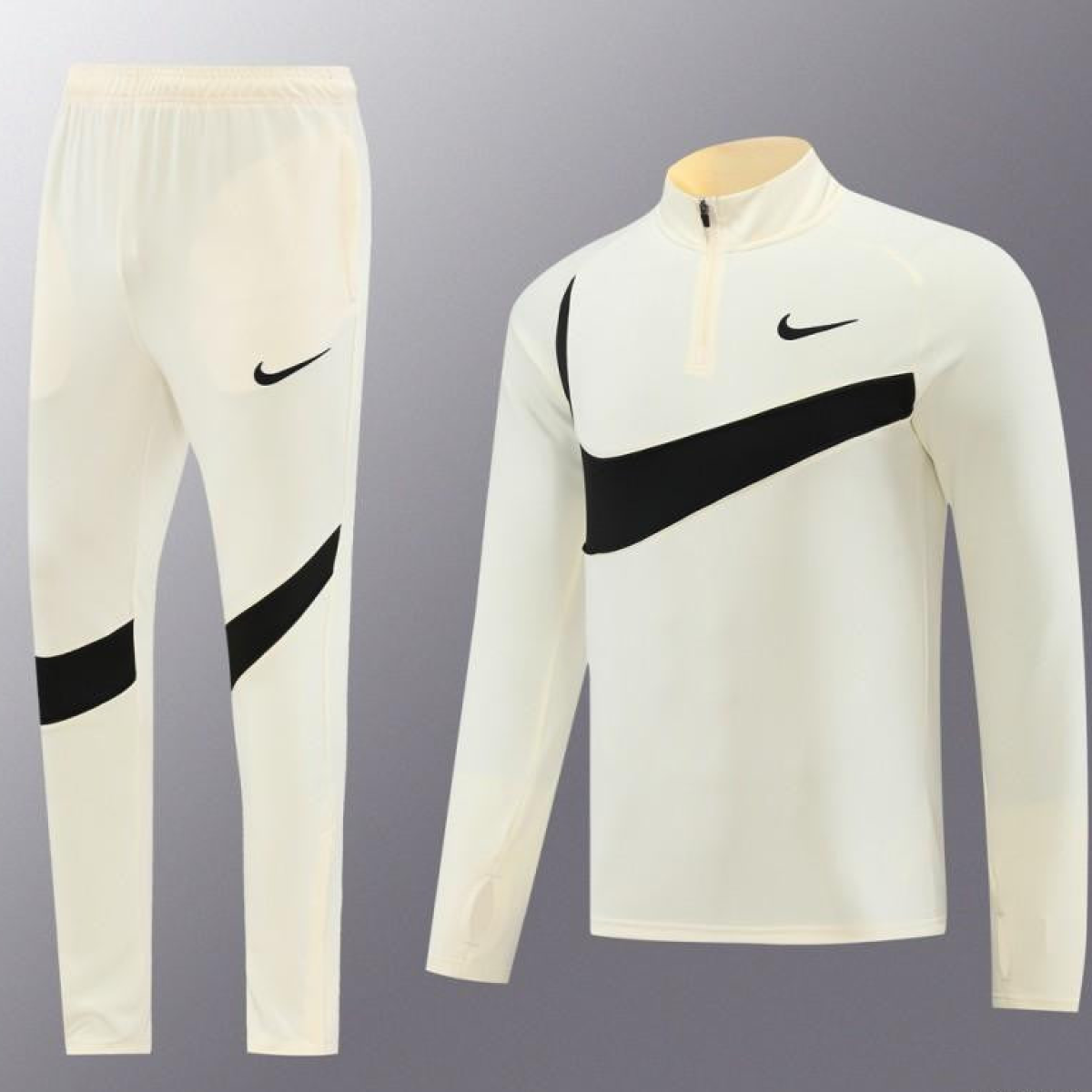 2024 Nike Light Yellow/Black Half Zipper Jacket+Pants