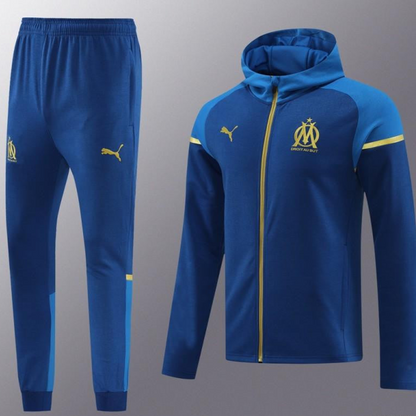 23/24 Olympique Marseille Blue Full Zipper Hoodie Jacket+Pants