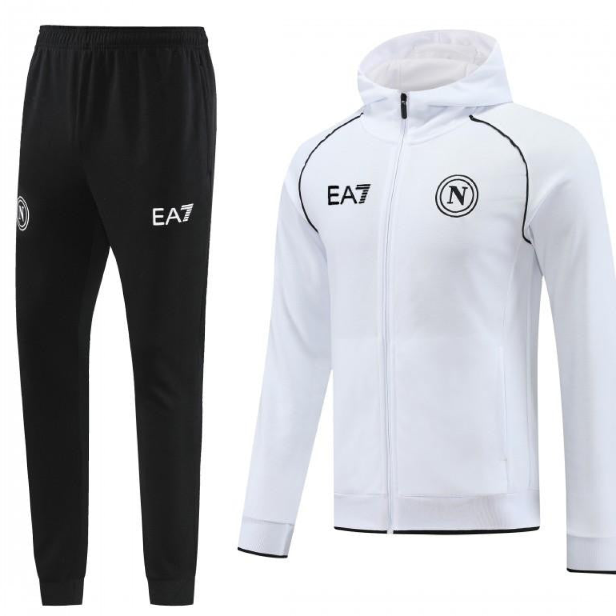 23/24 Napoli White Full Zipper Hoodie Jacket+Pants