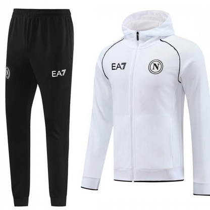 23/24 Napoli White Full Zipper Hoodie Jacket+Pants