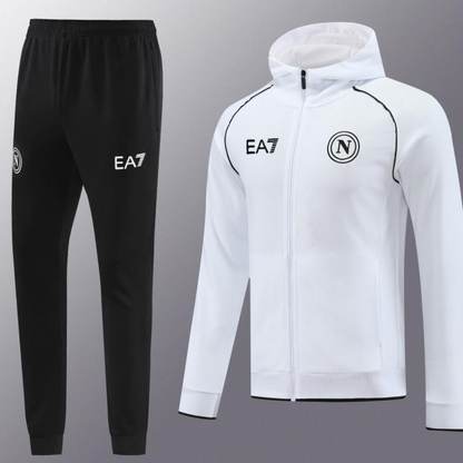 23/24 Napoli White Full Zipper Hoodie Jacket+Pants
