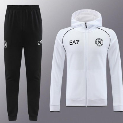 23/24 Napoli White Full Zipper Hoodie Jacket+Pants
