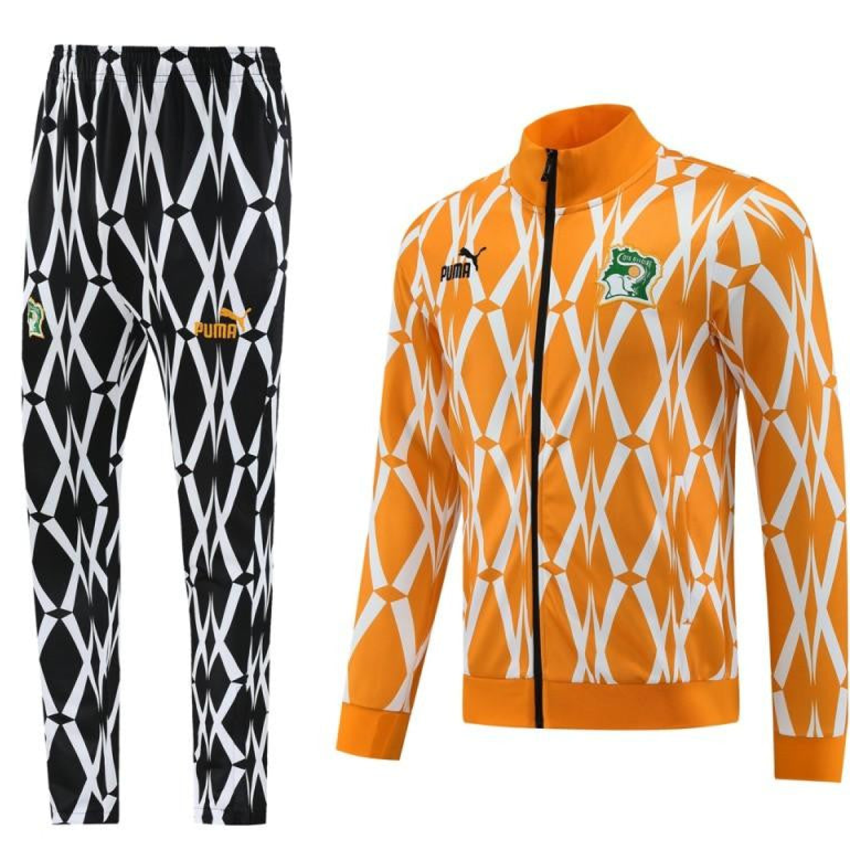 2024 Ivory Coast Orange Full Zipper Jacket+Pants