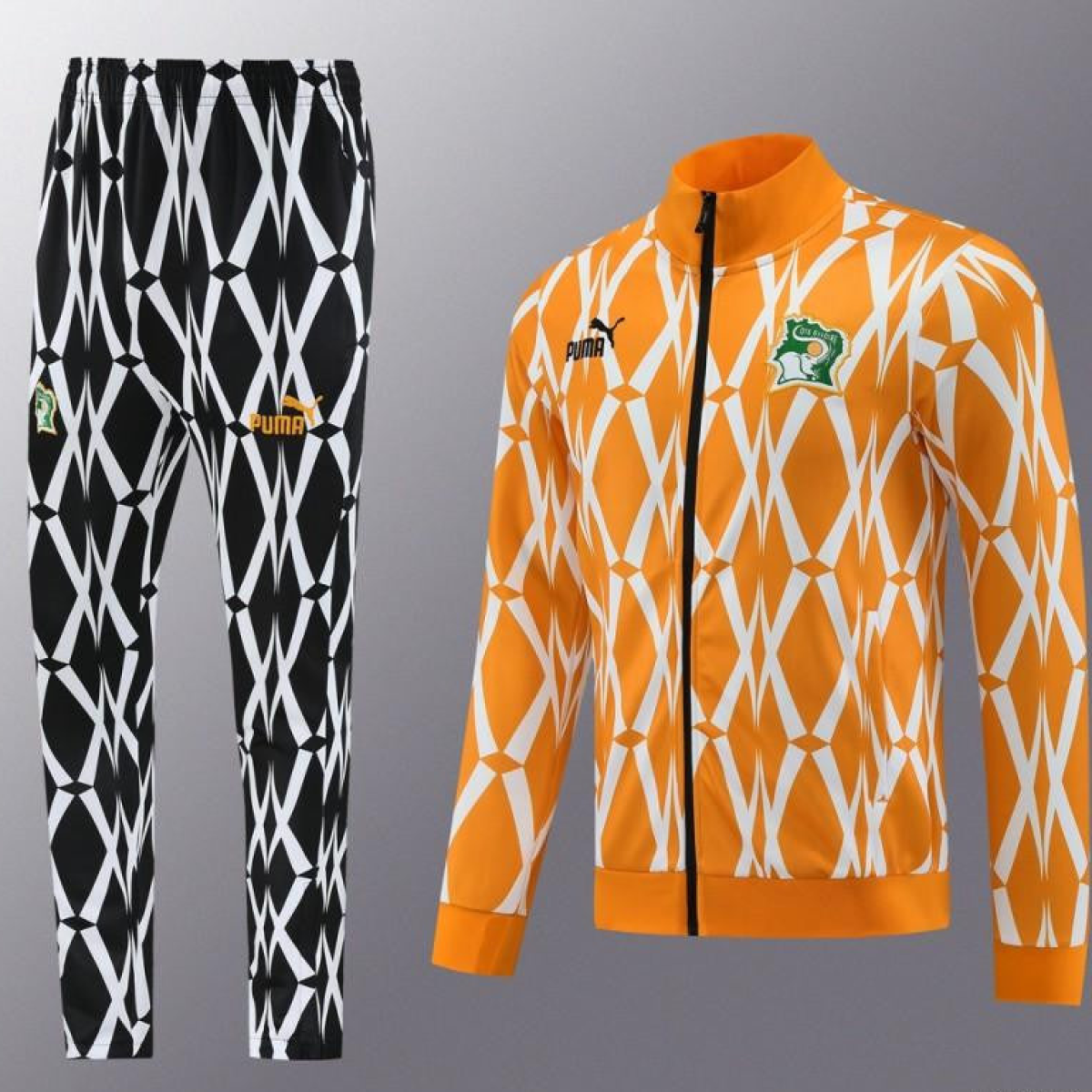 2024 Ivory Coast Orange Full Zipper Jacket+Pants