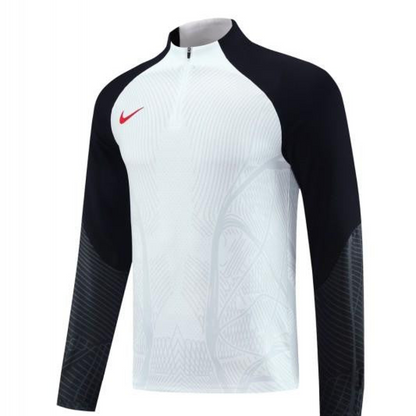 2024 Nike White/Black Half Zipper Jacket+Pants