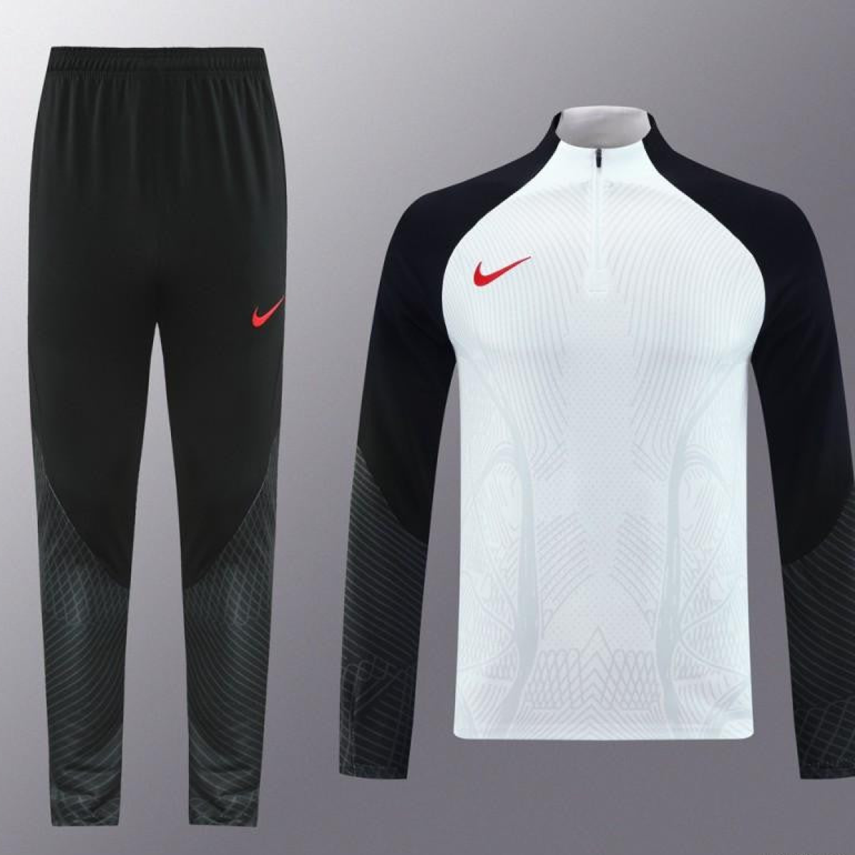 2024 Nike White/Black Half Zipper Jacket+Pants