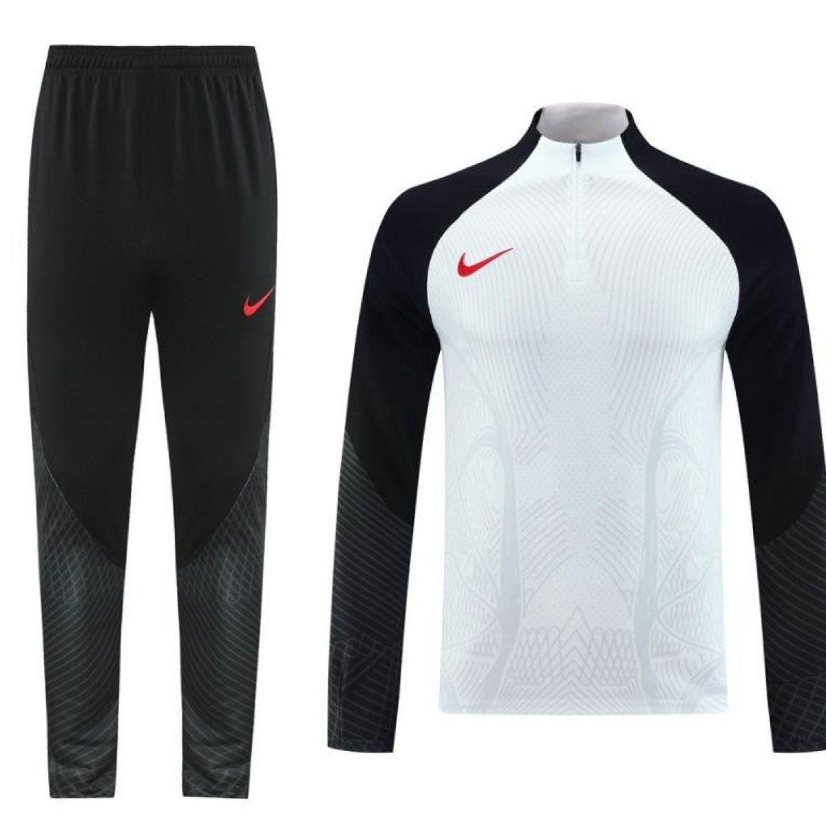 2024 Nike White/Black Half Zipper Jacket+Pants