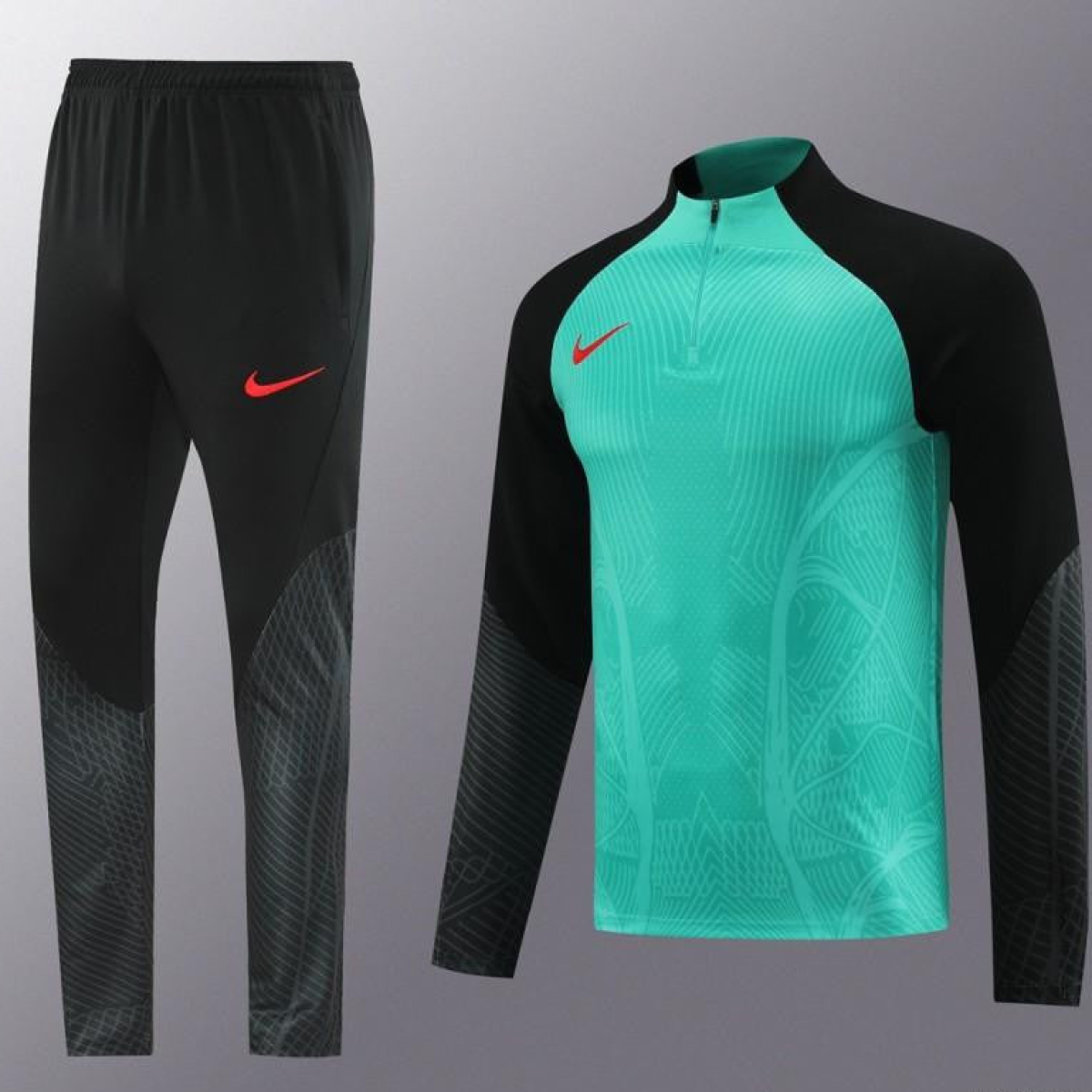 2024 Nike Green/Black Half Zipper Jacket+Pants