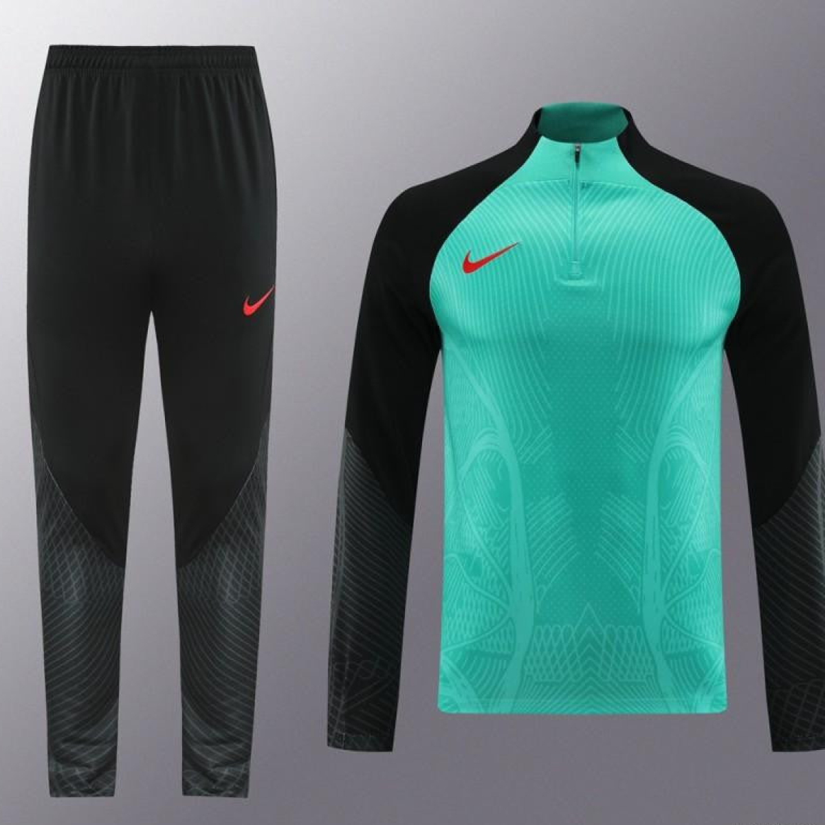 2024 Nike Green/Black Half Zipper Jacket+Pants