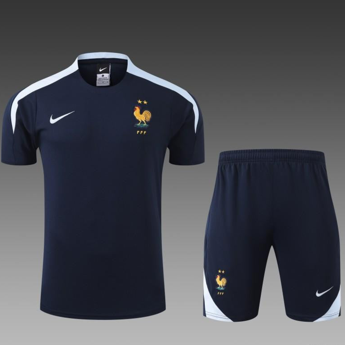 2024 France Cotton Navy Short Sleeve Jersey+Shorts