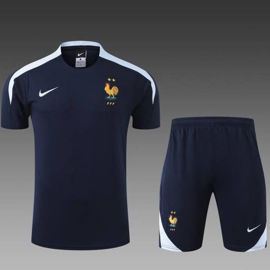 2024 France Cotton Navy Short Sleeve Jersey+Shorts