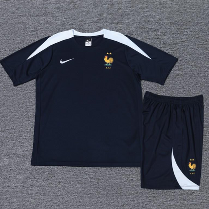 2024 France Cotton Navy Short Sleeve Jersey+Shorts