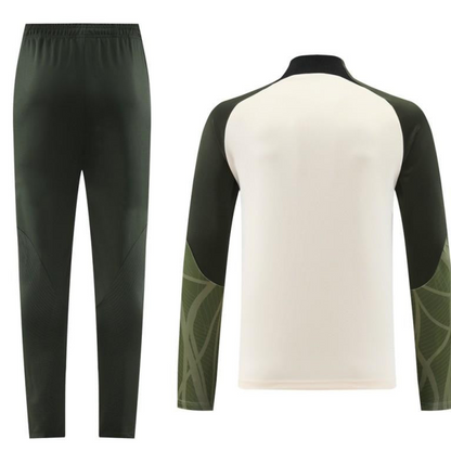 23/24 Barcelona Beige Green Half Zipper Jacket+Pants