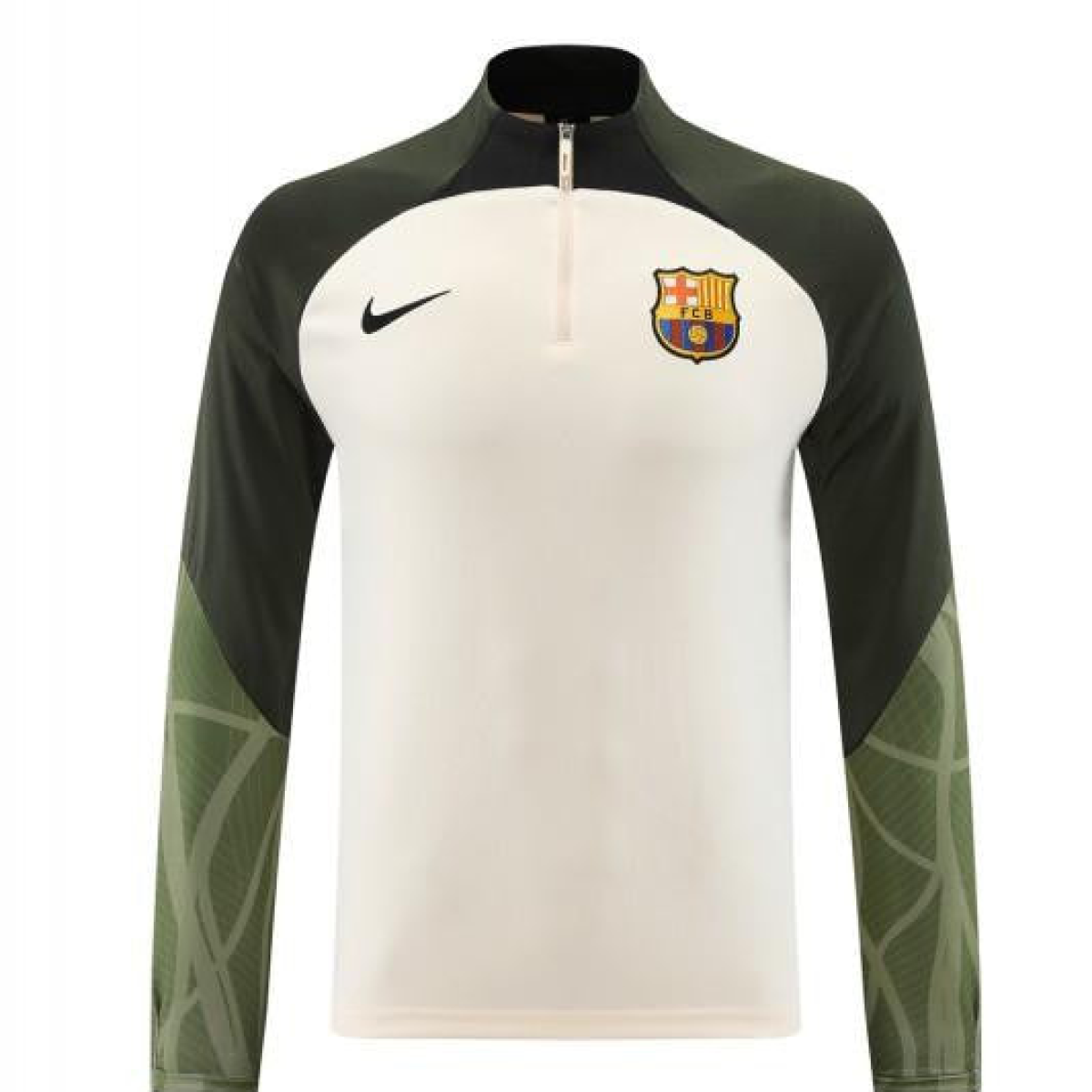 23/24 Barcelona Beige Green Half Zipper Jacket+Pants